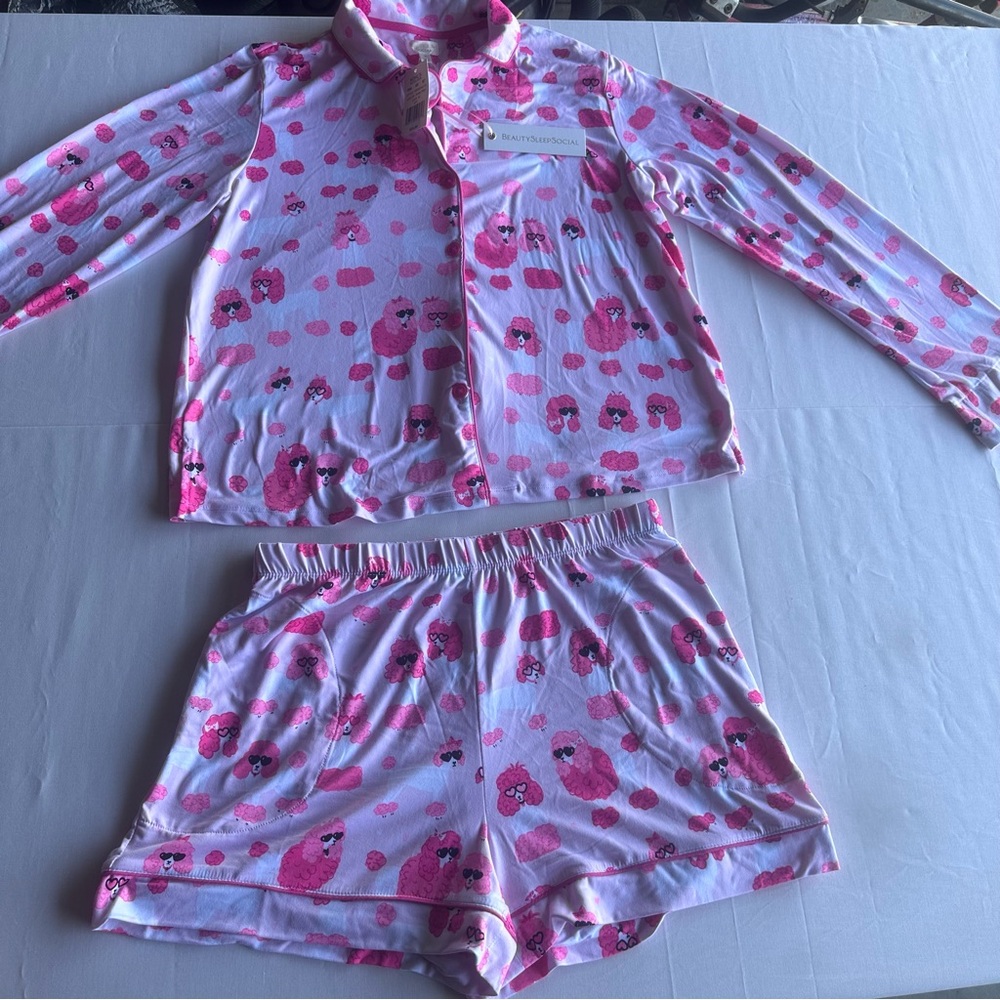 Women's Pink Pajama Set with Fun Print